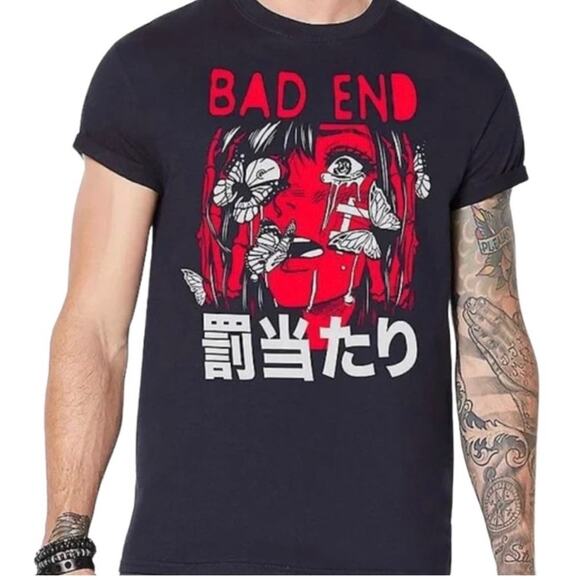 Spencer's Bad End Kanji Graphic Tee Black Small - Picture 1 of 8